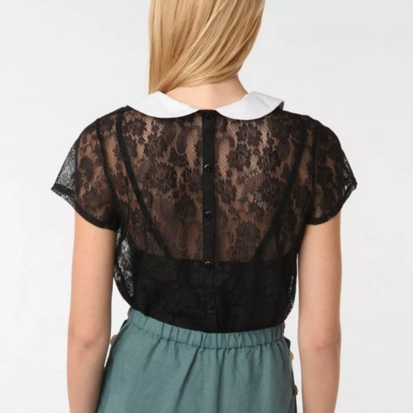 Urban Outfitters Pins and Needles Contrast Collar Lace Tee (size S) - Picture 8 of 10